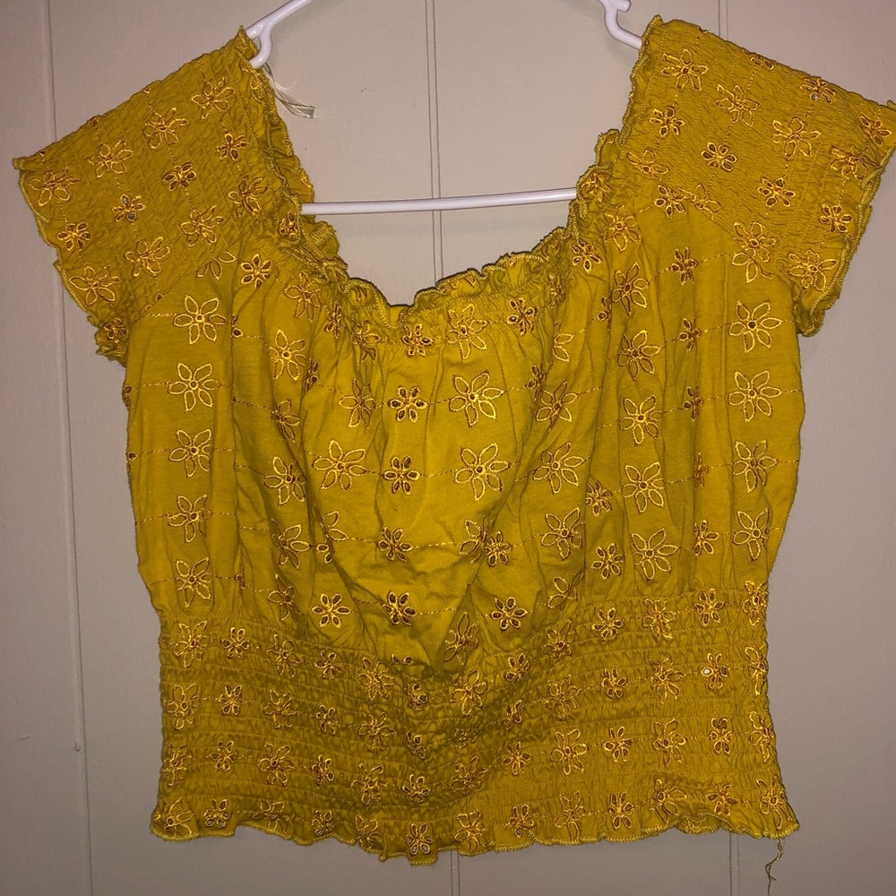 Mustard Off the Shoulder Crop Top